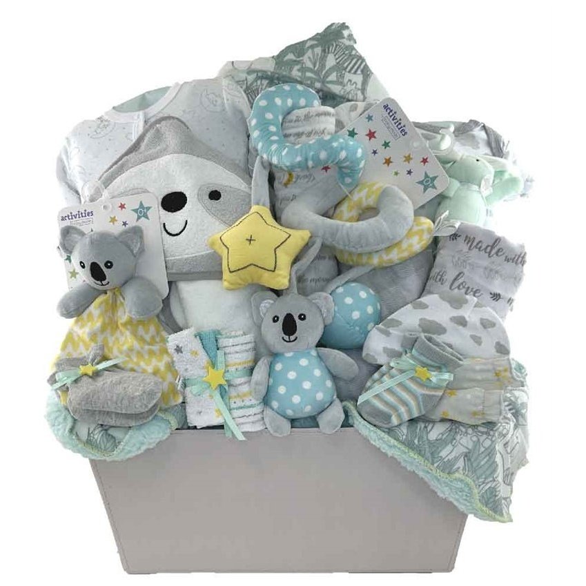 Gender Neutral Deluxe Baby Basket | Glitter Gift Baskets – Glitter Baskets