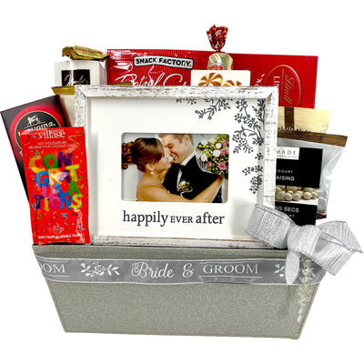 Happily Ever After – Wedding Gift Basket with Keepsake Frame & Gourmet Treats