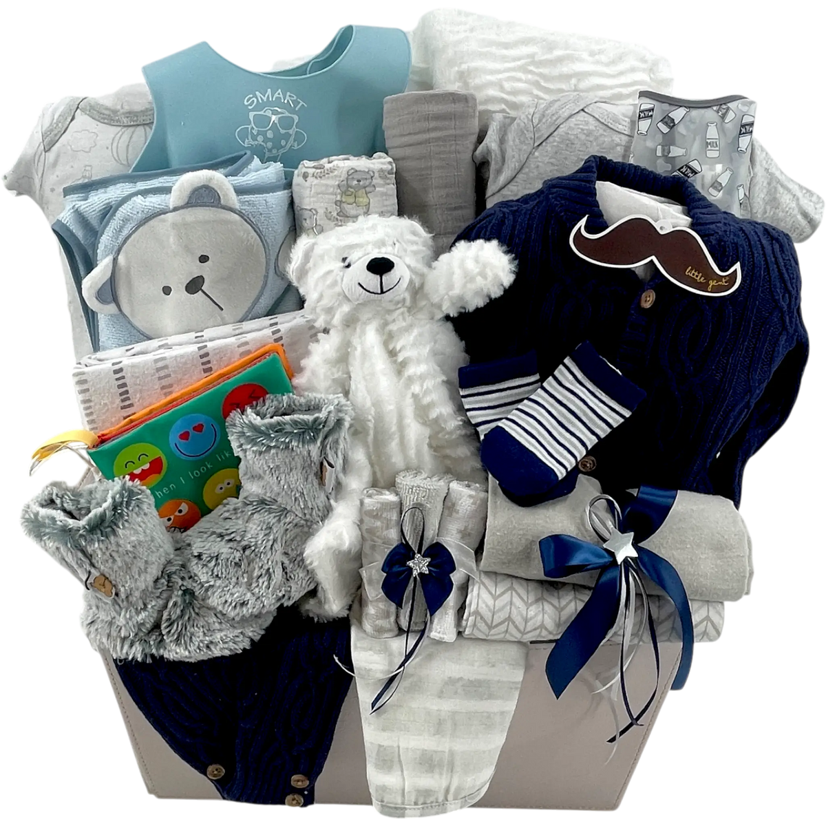 Little Gent Cable Knit Baby Boy Gift Basket
