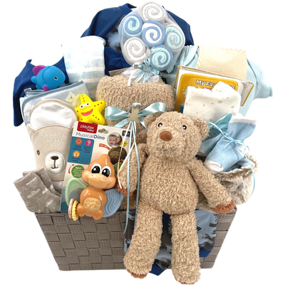 Bear Hugs Baby Boy Arrival Gift Basket
