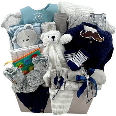Little Gent Cable Knit Baby Boy Gift Basket