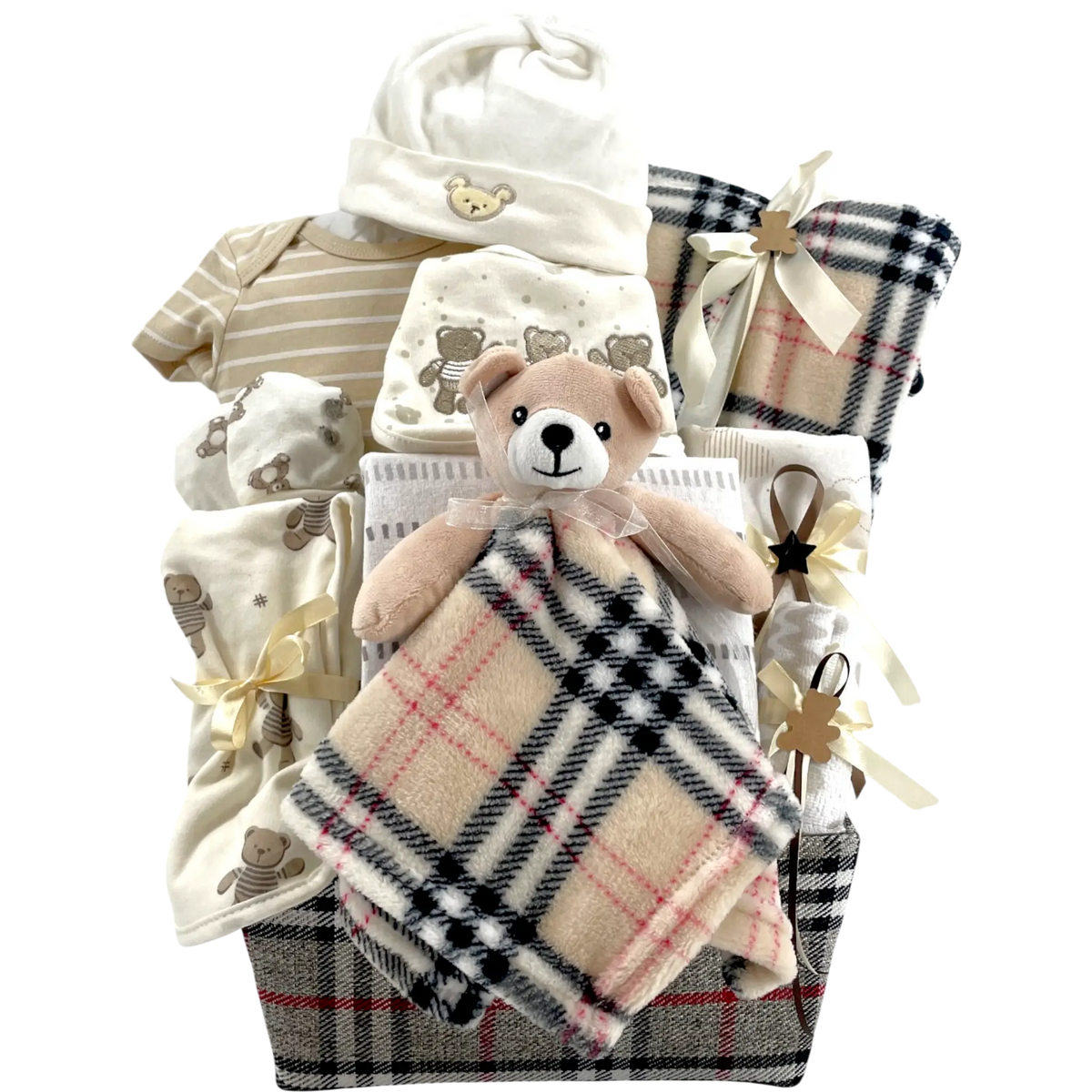 Wee Bear's Plaid Welcome Baby Basket
