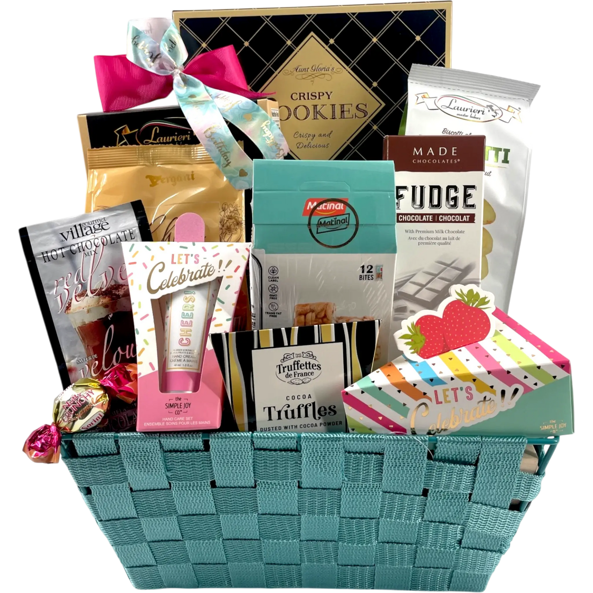 Panier-cadeau « Célébrez et faites-vous plaisir » pour un anniversaire réussi