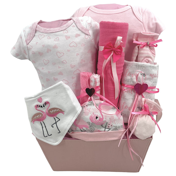 Baby Girl Flamingo Baby Girl Gift Basket