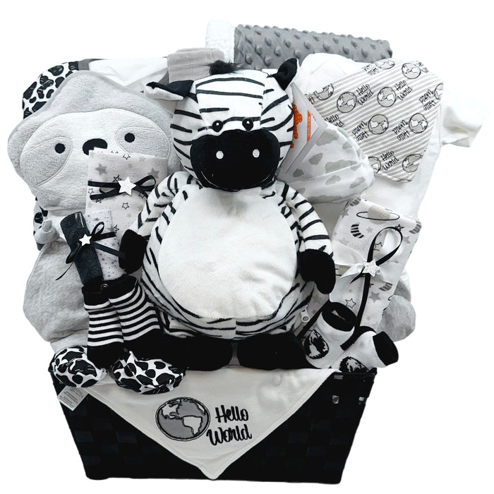 Zebra & Friends: Gender-Neutral Baby Basket