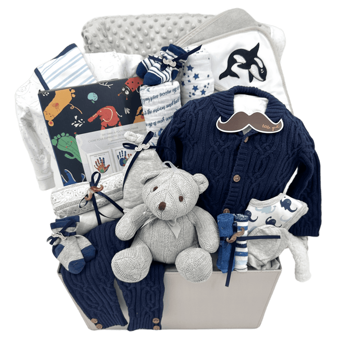 Midnight Splendor - Luxurious Baby Boy Gift Basket