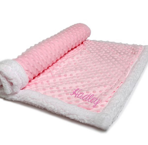 Sweet Dreams: Personalized Pink Sherpa Baby Blanket Personalized Baby Gifts