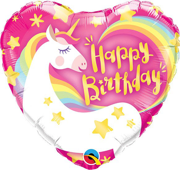 Magical Unicorn: Pink Rainbow Happy Birthday Balloon 9 inch Balloon