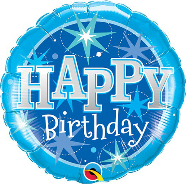 Starry Sky: Blue & Silver Happy Birthday Balloon 9 inch Balloon