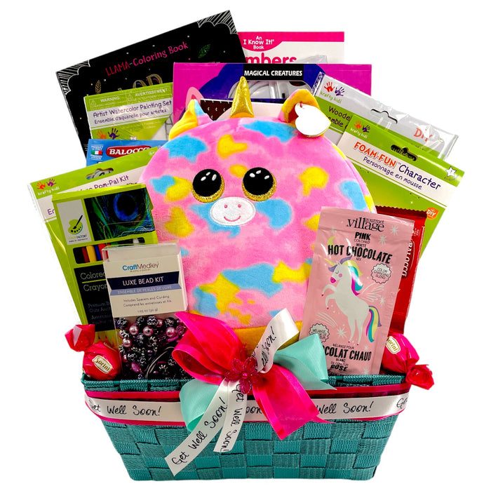 Fantasia’s Get Well Unicorn Adventure Gift Basket get well gifts for kids