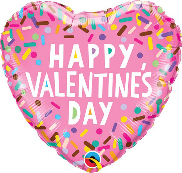 Sweetheart Sprinkles: Pink Confetti Heart Valentine's Balloon 9 inch