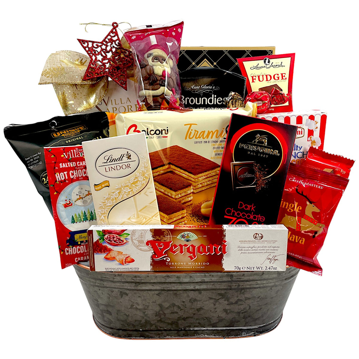 Corporate Holiday Treat Gift Basket - Luxurious Christmas Basket