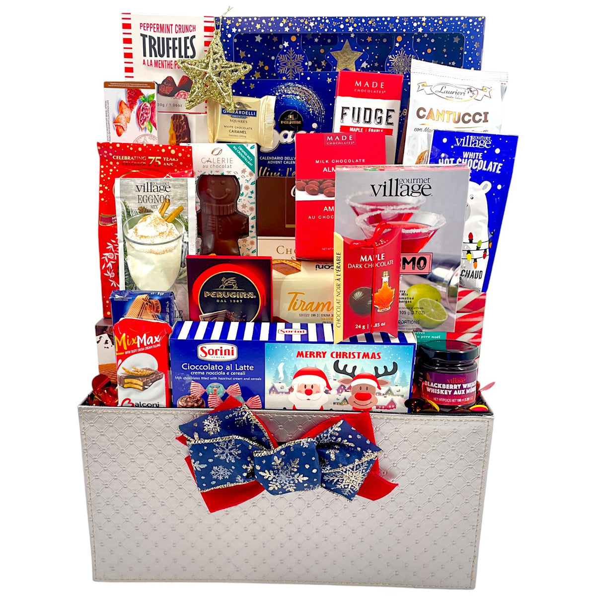 Holiday Therapy - Luxurious Christmas Gift Basket with Italian Chocolates & Festive Treats