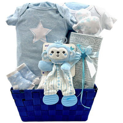 Baby Boy Sweet Arrival - Glitter Baskets -Baby Boy Gift Basket