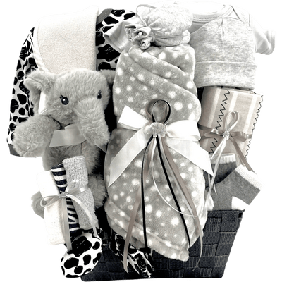 Baby Elephant Arrival - Glitter Baskets -Gender Neutral Baby Gift Basket