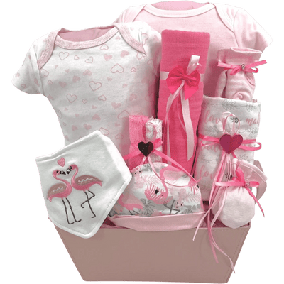 Baby Girl Flamingo - Glitter Baskets -Baby Girl Gift Basket