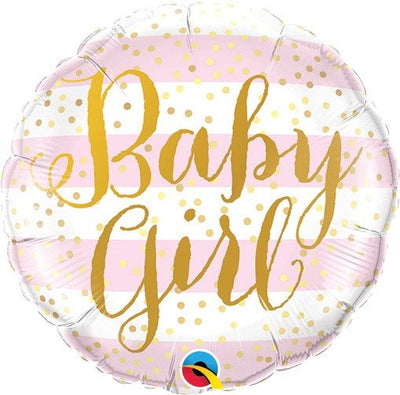 Baby Girl Gold and Pink - Glitter Baskets - Balloon