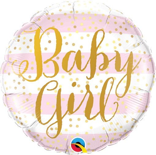 Baby Girl Gold and Pink - Glitter Baskets - Balloon
