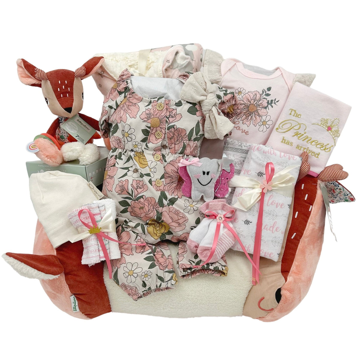 Baby Girl's First Sofa - Glitter Baskets - Baby Girl Gift Basket