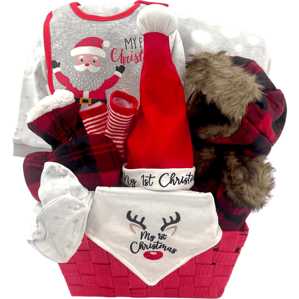 Baby's First Christmas Gift Basket - Glitter Baskets - Gender Neutral Baby Gift Basket