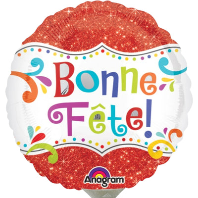 Bonne Fête Birthday Balloon 9 Inch Mylar - Glitter Baskets - Balloon