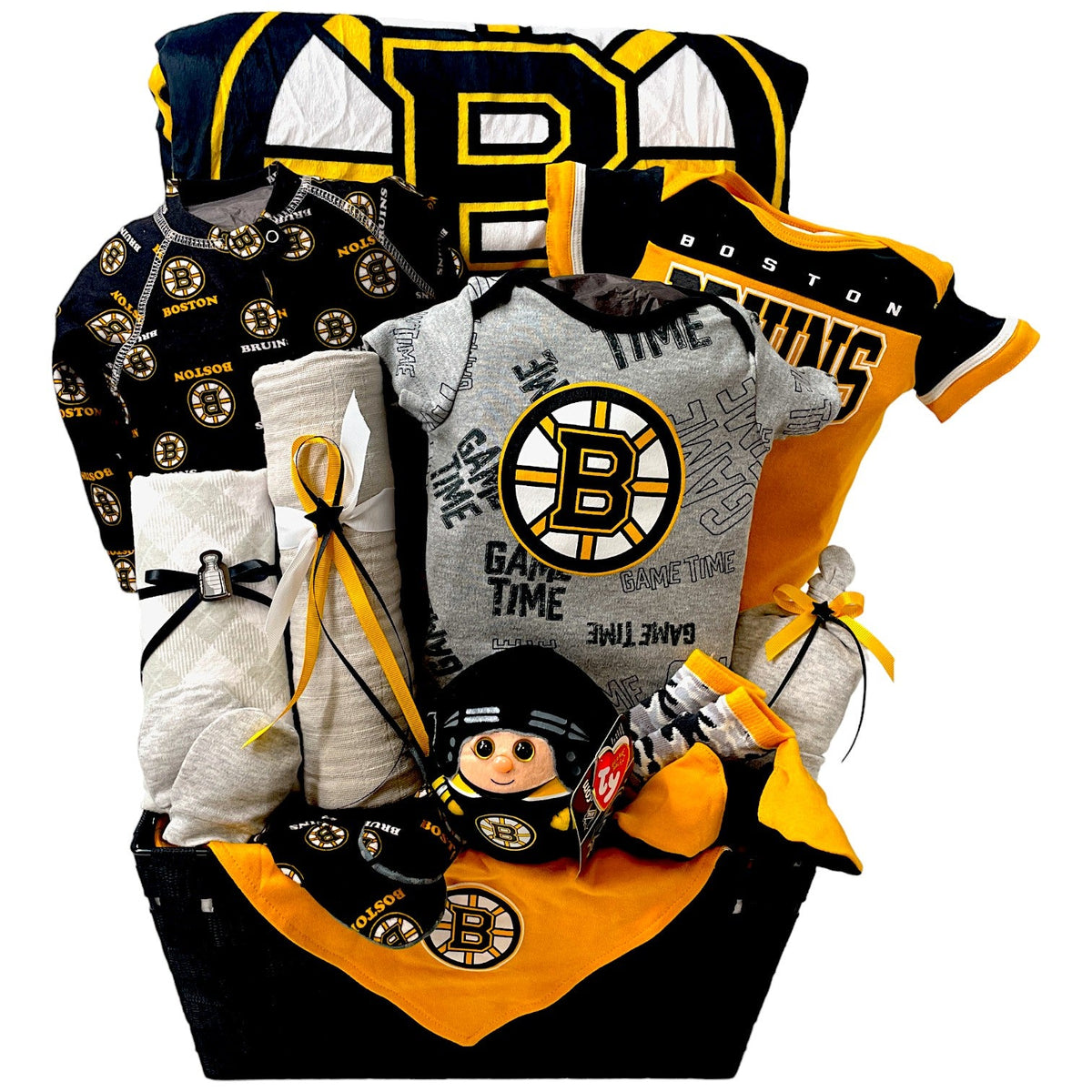 Boston Bruins Deluxe Basket - Glitter Baskets - Baby Boy Gift Basket