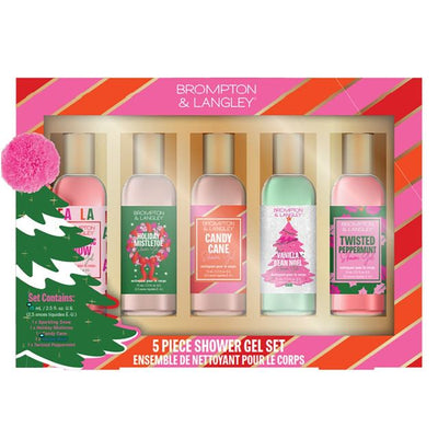 Brompton & Langley 5 Piece Festive Shower Gel Set - Glitter Baskets - 