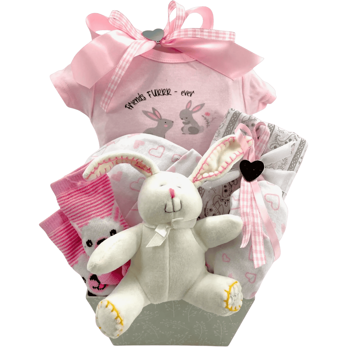 Bunny Hugs Baby Girl Gift Basket