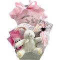Cesta de regalo para niña con abrazos de conejito