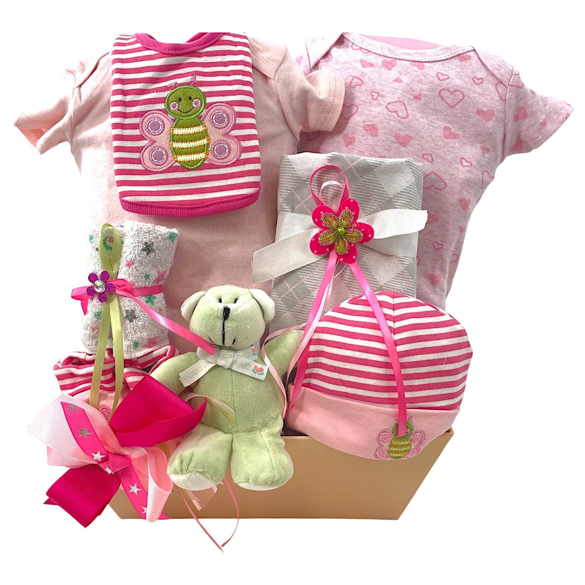 Butterfly Dreams Baby Girl Basket - Glitter Baskets - Baby Girl Gift Basket