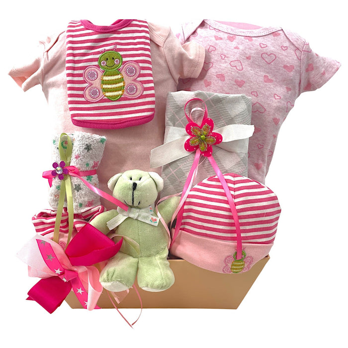 Butterfly Dreams Baby Girl Basket - Glitter Baskets - Baby Girl Gift Basket