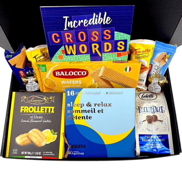 Calming Holiday Tea and Treats Gift Box - Glitter Baskets - Christmas Baskets