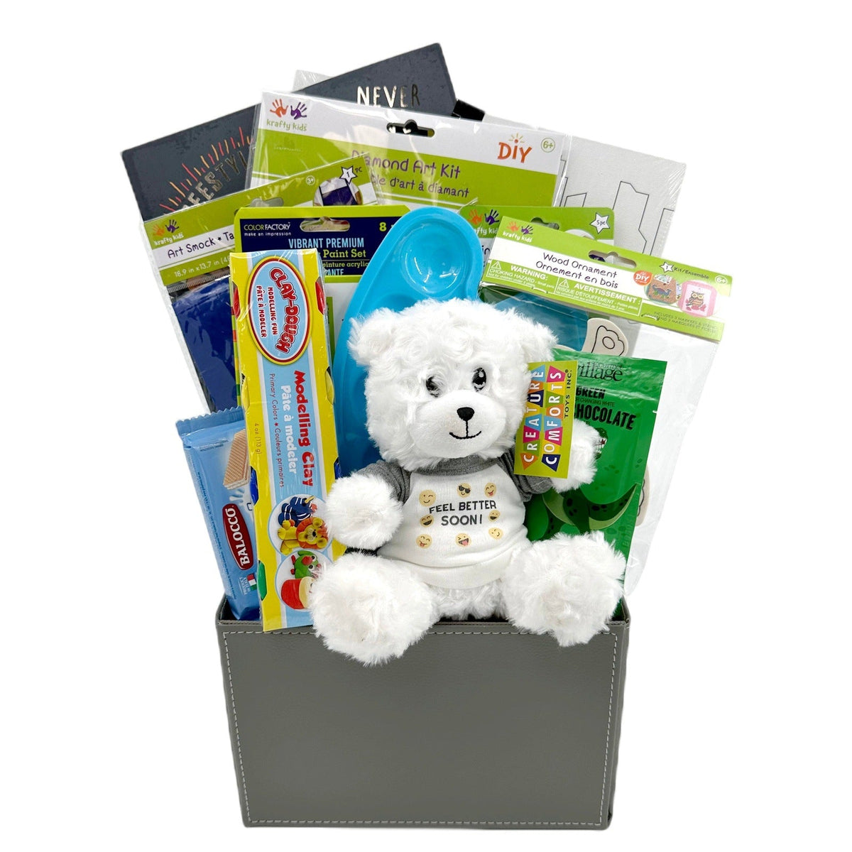 Cheerful Recovery: Kids' Get - Well Activity & Treats Basket - Glitter Baskets - get well gifts for kids