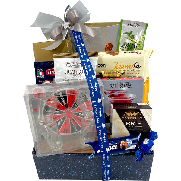 Cheers to Dad – Cocktail & Treats Gift Basket - Glitter Baskets - Fathers Day Gift Baskets