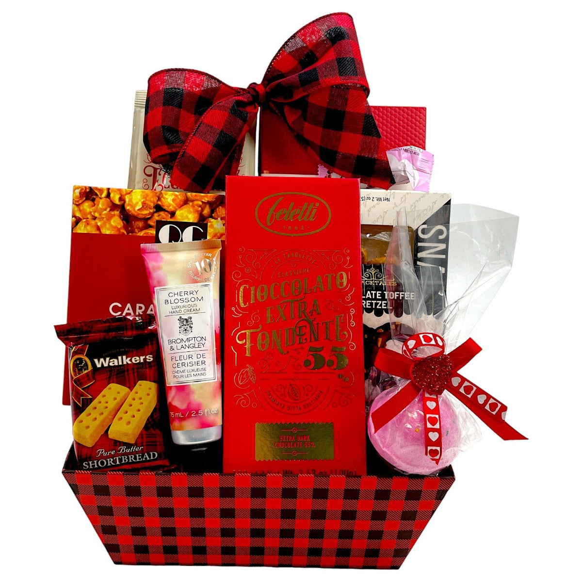 Cherry Blossom Indulgence: Valentine's Luxury Pamper Basket - Glitter Baskets - valentine's gift baskets