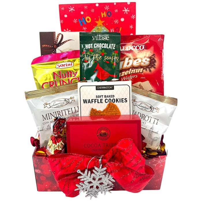 Chocolate and Cookie Sensation - Holiday Chocolate & Cookies Gift Basket - Glitter Baskets - Christmas Baskets