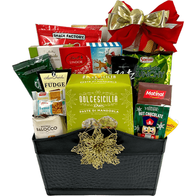 Chocolate Excellence Premium Christmas Gift Basket with Italian Chocolates - Glitter Baskets - Christmas Baskets