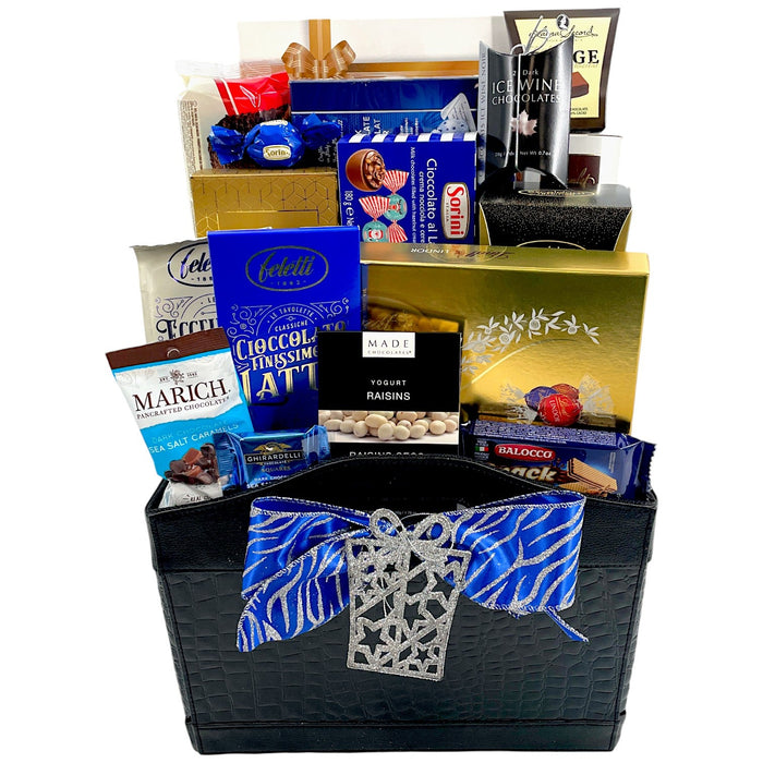 Chocolate Excellence: Premium Holiday Christmas Gift Basket with Italian Chocolates - Glitter Baskets - Christmas Baskets