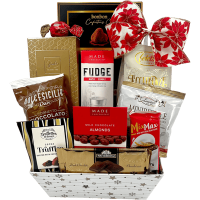 Chocolate Sensation Gift Basket – Belgian Chocolate Christmas Collection - Glitter Baskets - Christmas Baskets