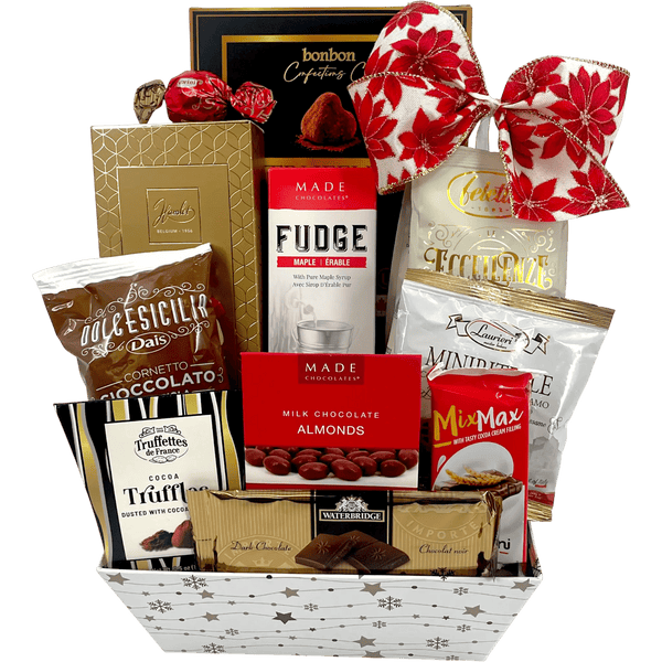 Chocolate Sensation Gift Basket – Belgian Chocolate Christmas Collection - Glitter Baskets - Christmas Baskets
