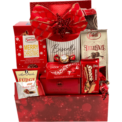 Christmas Cheer Chocolate Celebration Basket - Glitter Baskets - Christmas Baskets