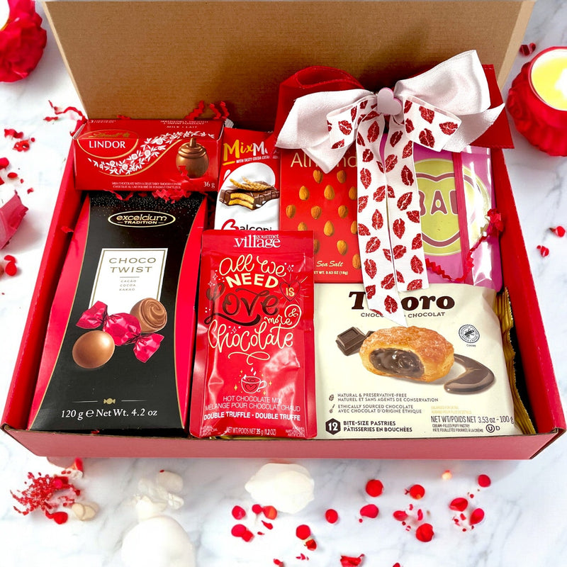 Cocoa Amore: The Ultimate Chocolate Love Box - Glitter Baskets - valentine's gift baskets