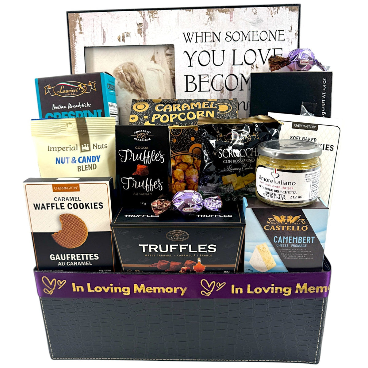 Condolences Deluxe Gift Basket - Sympathy Gift - Glitter Baskets - Sympathy Gift Baskets