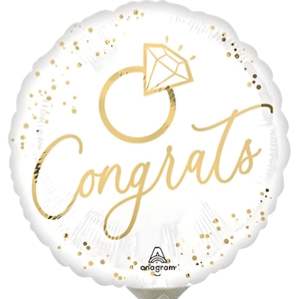 Congrats Balloon with Ring Design 9 Inch Mylar - Glitter Baskets - Balloon