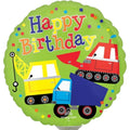Construction Trucks Happy Birthday Balloon 9 Inch Mylar