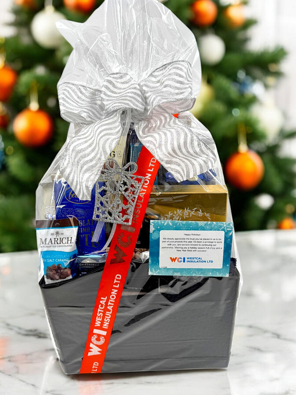 Corporate Branded Gift Baskets – FREE Custom Logo & Branding - with Min Order of $2000 - Glitter Baskets - 
