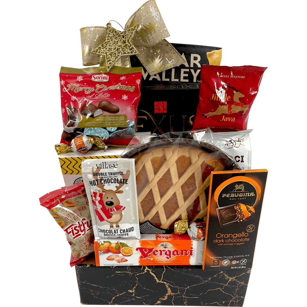 Corporate Holiday Treat Gift Basket - Luxurious Christmas Basket
