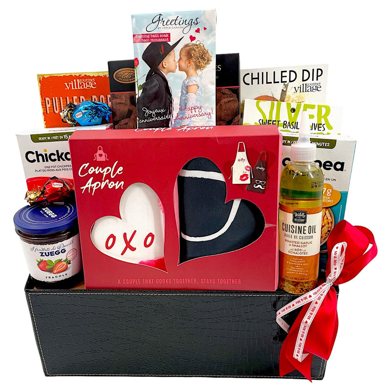 Culinary Love Nest: Valentine's Gourmet & Home Basket - Glitter Baskets - valentine's gift baskets