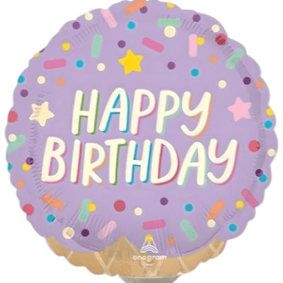 Cupcake Happy Birthday Balloon 9 Inch Mylar - Glitter Baskets - 
