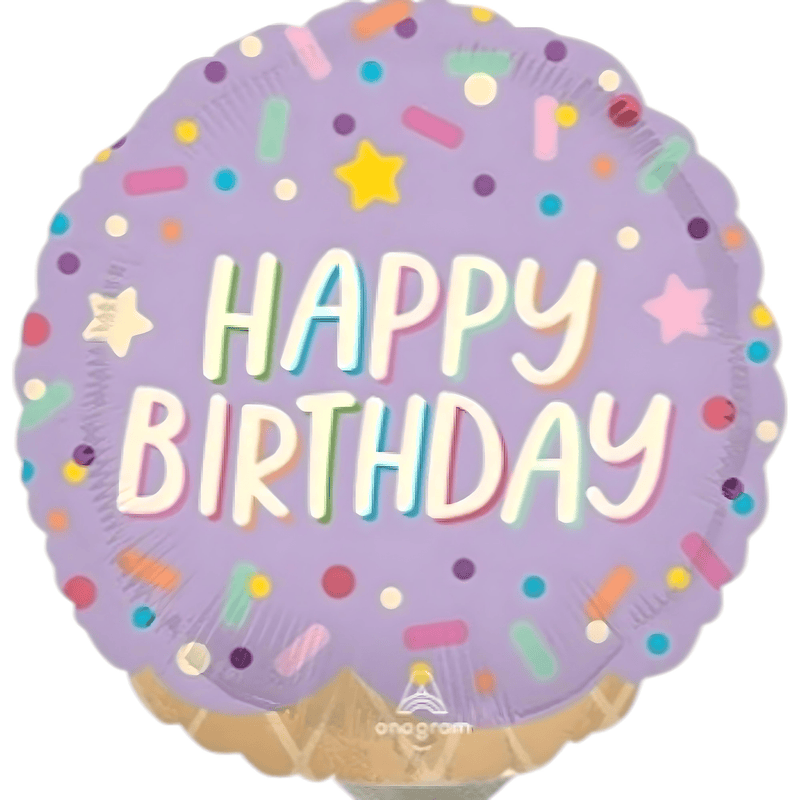 Cupcake Happy Birthday Balloon 9 Inch Mylar - Glitter Baskets - 